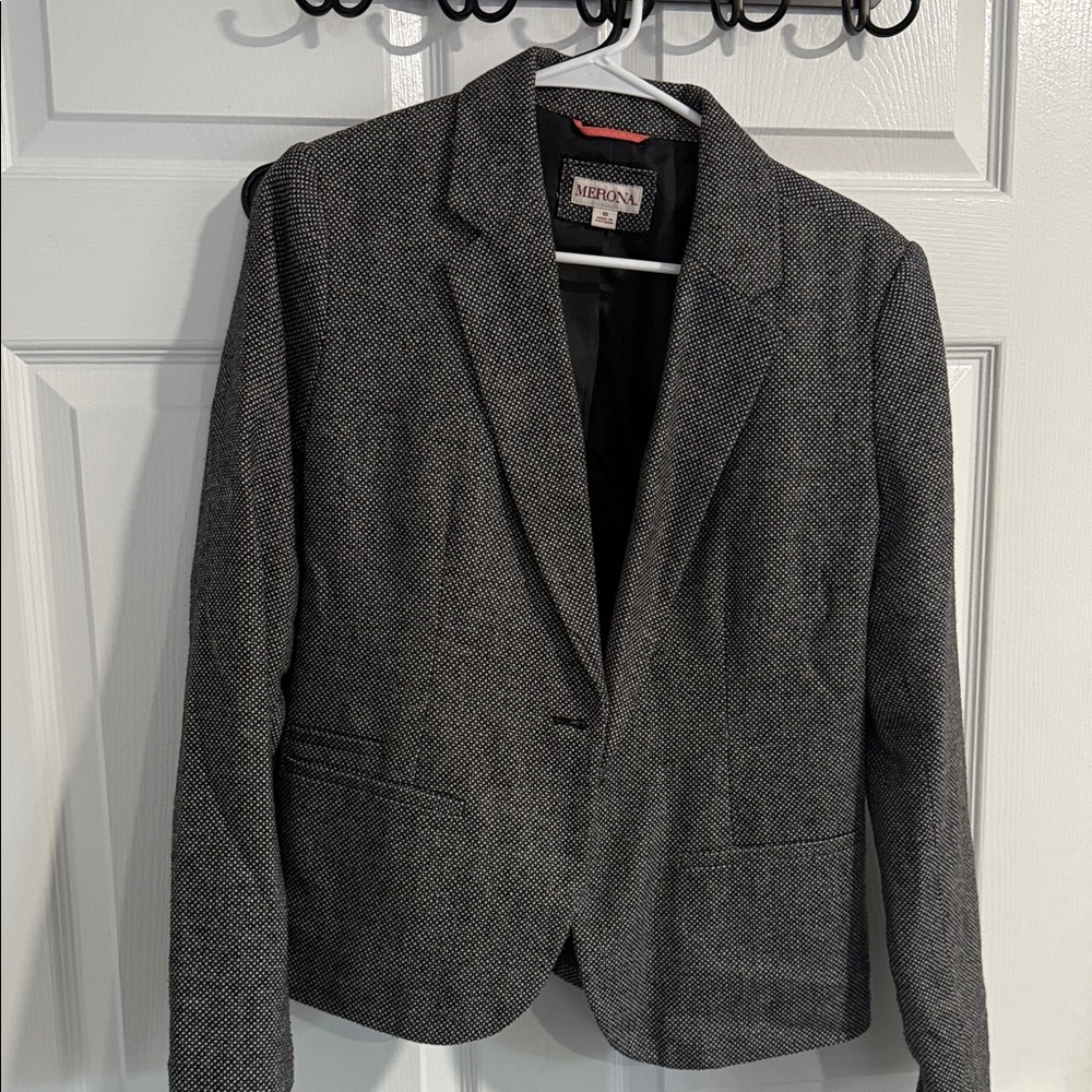 Merona Charcoal Herringbone Tweed Blazer